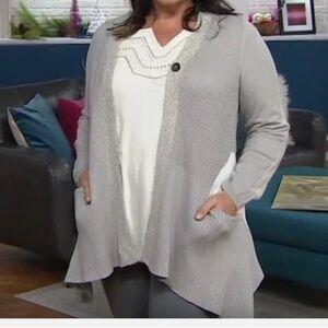 LOGO by Lori Goldstein Textured Gray Knit